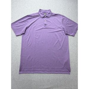 FootJoy Polo Shirt Mens XL Purple Stripe Golf Performance Stretch Polyester